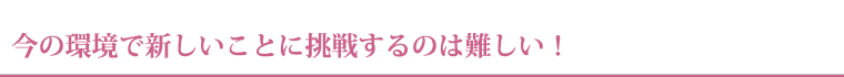 今の環境では、新しいことに挑戦するのは困難だ。